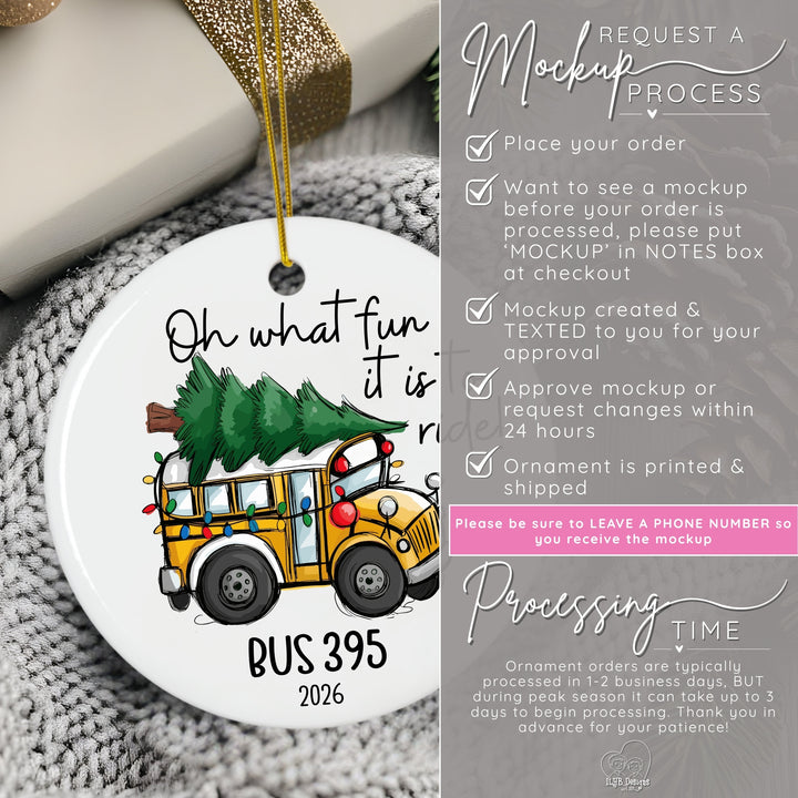 Bus Driver Ornament | Oh What Fun It Is to Ride | Personalized Gift