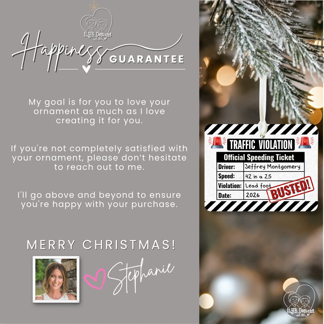 Funny speeding ticket new driver personalized ceramic Christmas ornament - view 6