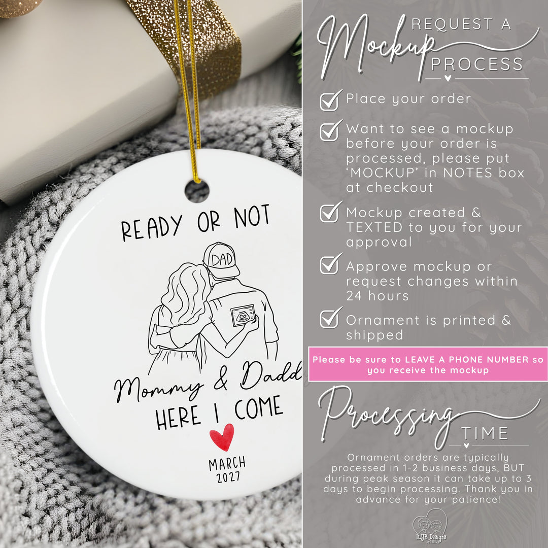 Expecting Parents Ultrasound Pregnancy Announcement Ornament | Ceramic Keepsake
