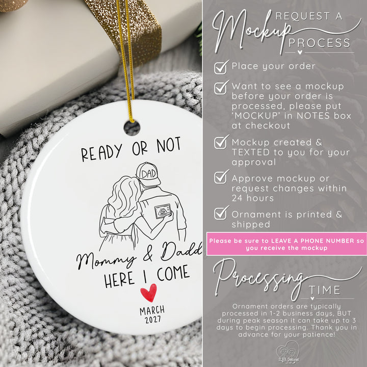 Expecting Parents Ultrasound Pregnancy Announcement Ornament | Ceramic Keepsake