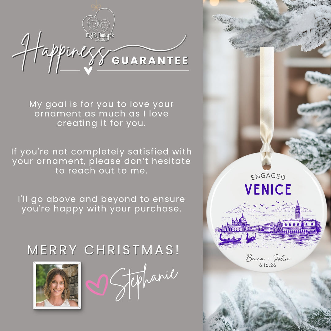 Personalized Italy Engagement Ornament | City Skyline Custom