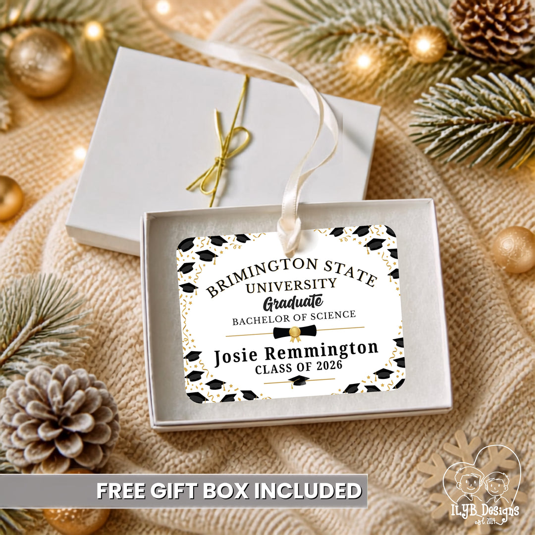 Graduation Ornament | High School or College Graduate Gift | Personalized Ceramic Christmas Ornament