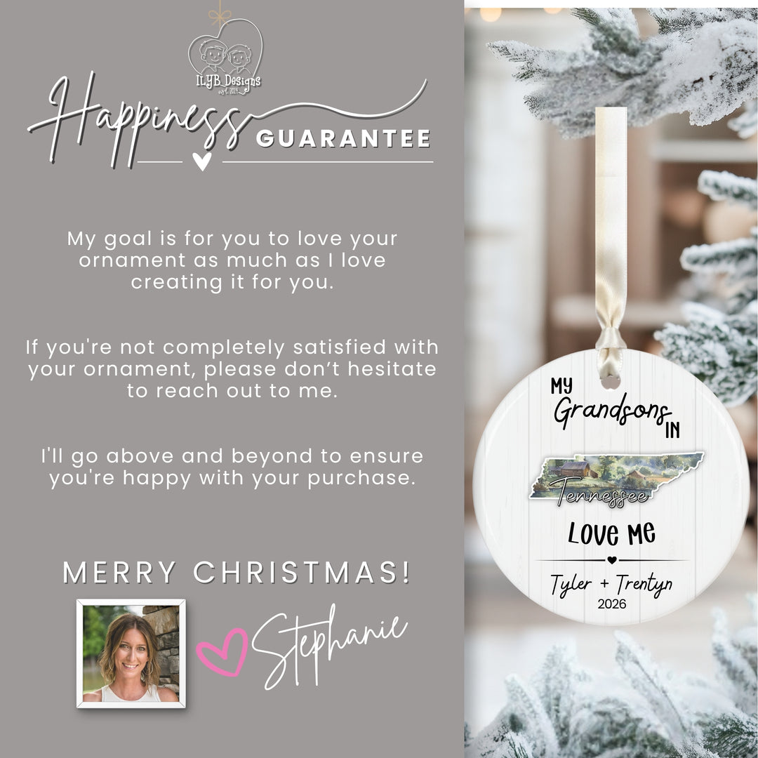 My Grandchild Loves Me State Ornament | Long Distance Grandparent Christmas Gift