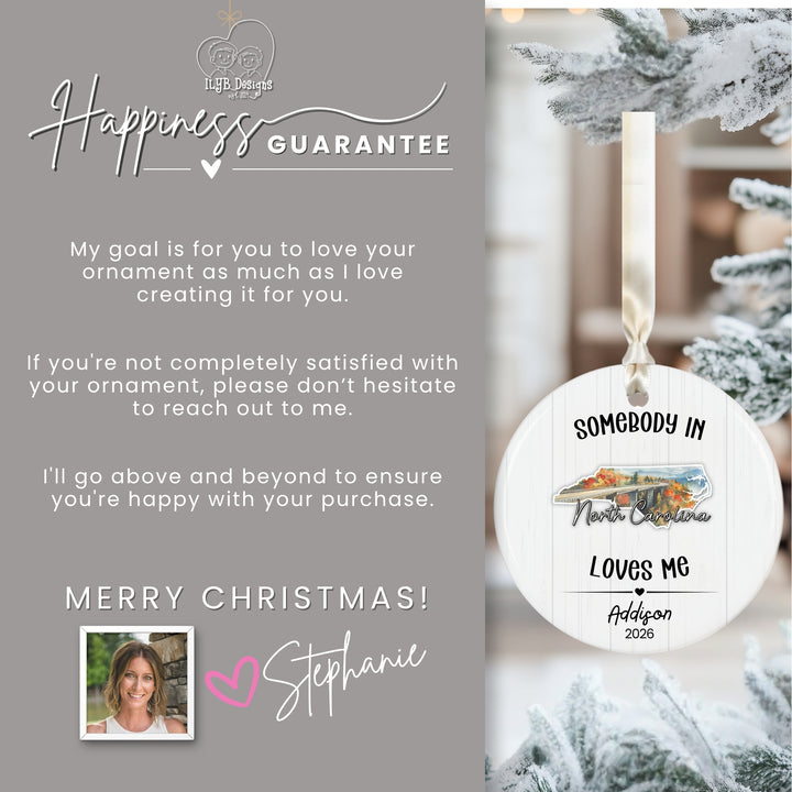 Somebody Loves Me State Ornament | Personalized Long Distance Christmas Gift
