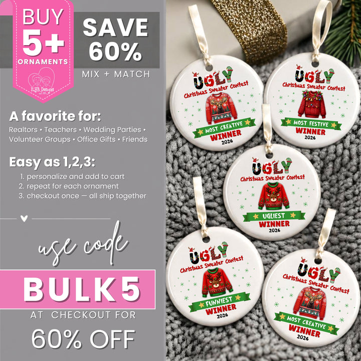 Ugly Christmas Sweater Contest Prize Ornament | Custom Winner Trophy Gift