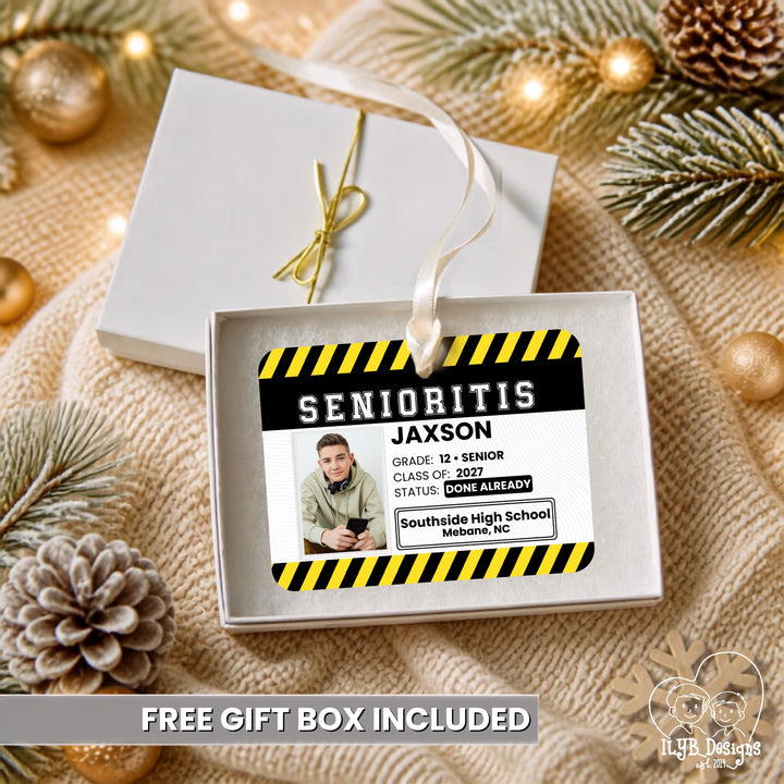 Senior 2027 Ornament | Senioritis Class of 2027 Gift | Personalized Ceramic Christmas Ornament with Photo