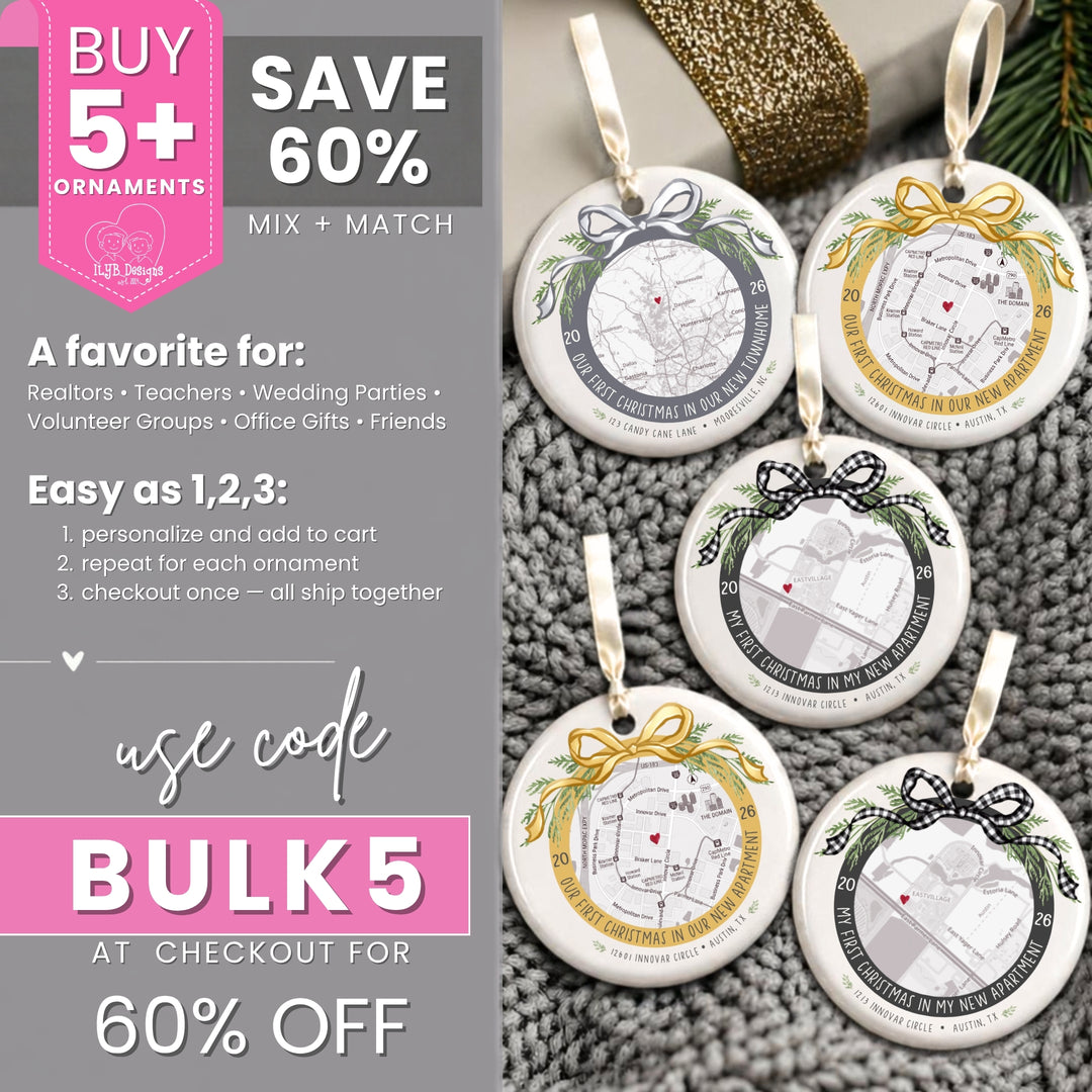 Modern New Apartment Ornament | Neutral Personalized Map