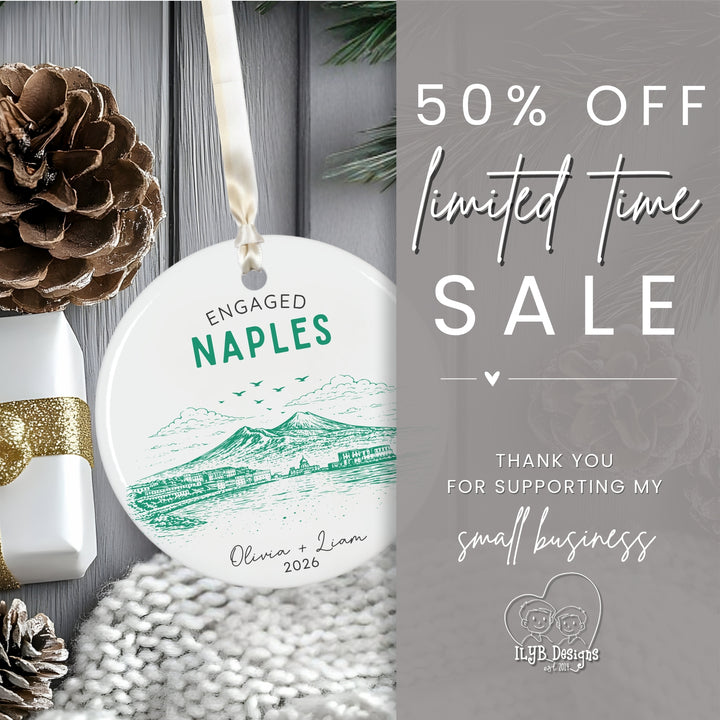 Personalized Italy Engagement Ornament | City Skyline Custom