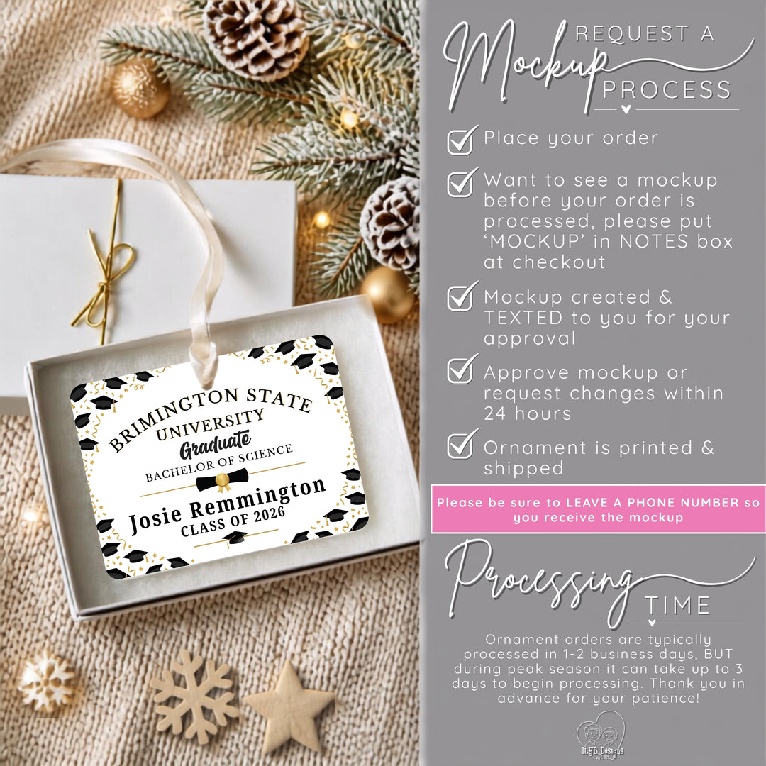Graduation Ornament | High School or College Graduate Gift | Personalized Ceramic Christmas Ornament