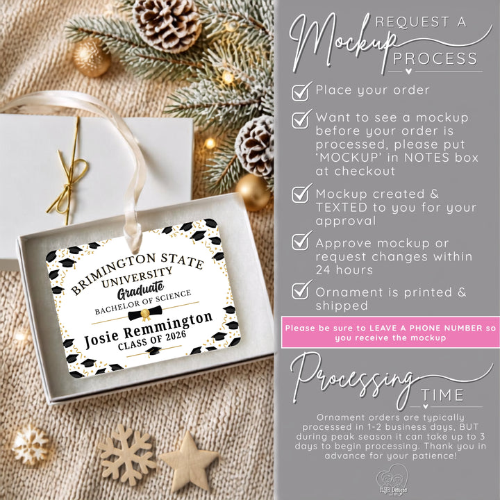 Graduation Ornament | High School or College Graduate Gift | Personalized Ceramic Christmas Ornament