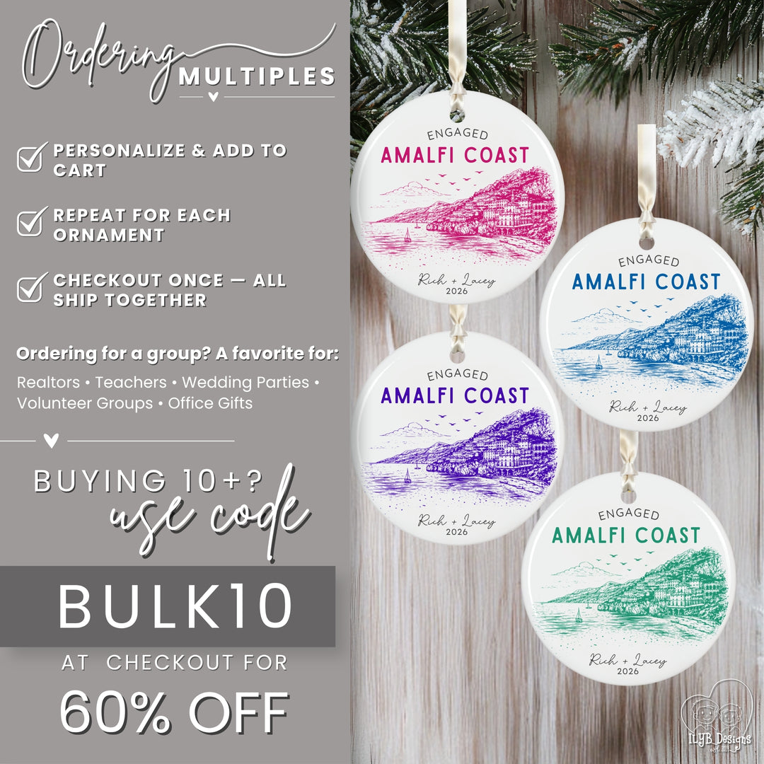 Personalized Italy Engagement Ornament | City Skyline Custom