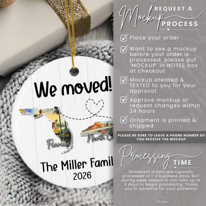 Personalized Moving States Ornament | Custom State to State Christmas Gift