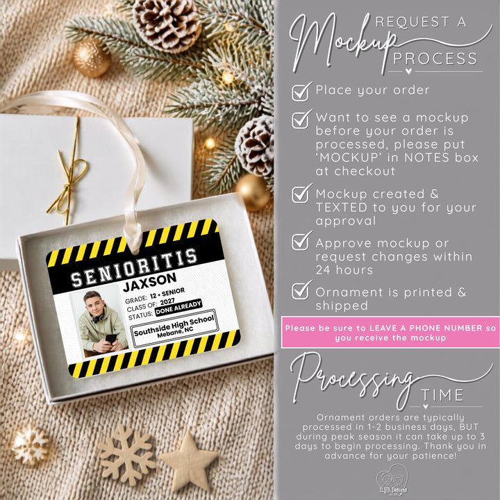 Senior 2027 Ornament | Senioritis Class of 2027 Gift | Personalized Ceramic Christmas Ornament with Photo