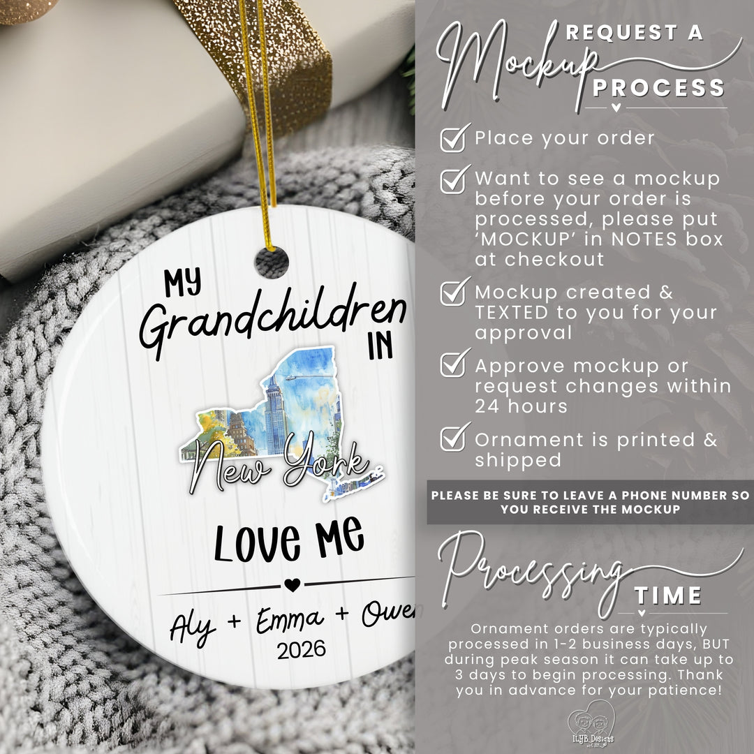 My Grandchild Loves Me State Ornament | Long Distance Grandparent Christmas Gift