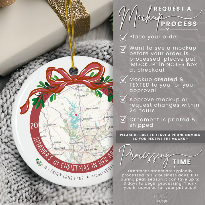 Personalized New Apartment Ornament | Custom Address Map
