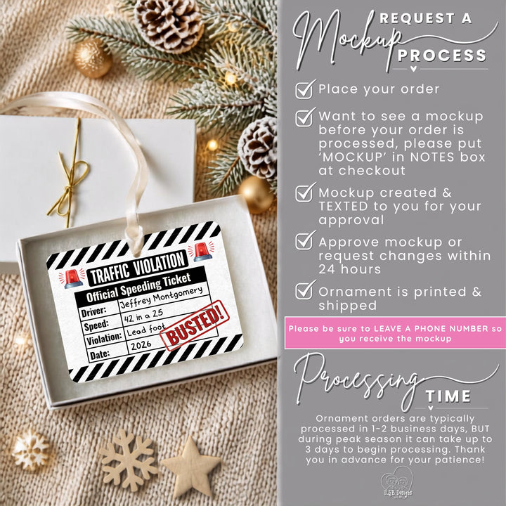 Funny speeding ticket new driver personalized ceramic Christmas ornament - view 11