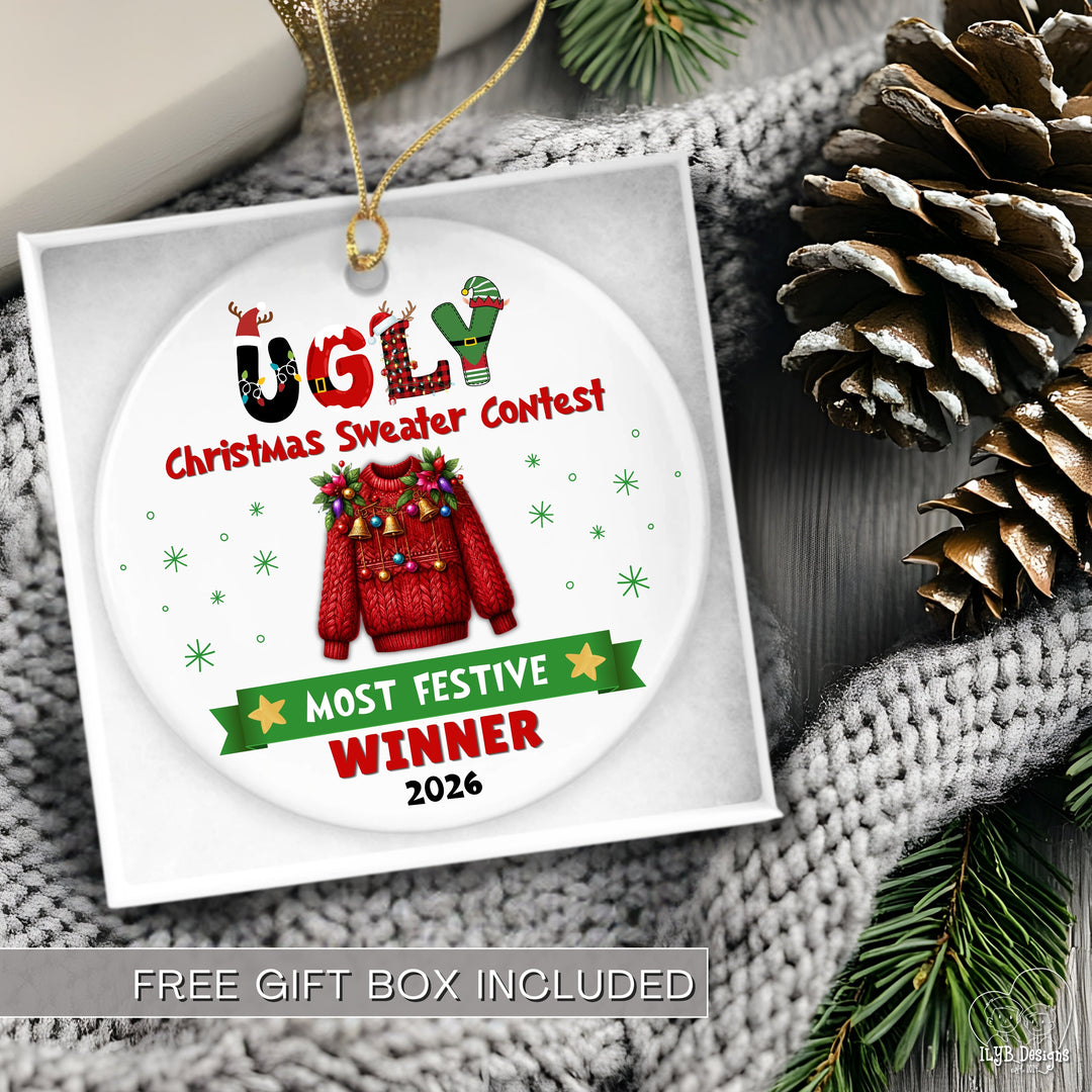 Ugly Christmas Sweater Contest Prize Ornament | Custom Winner Trophy Gift