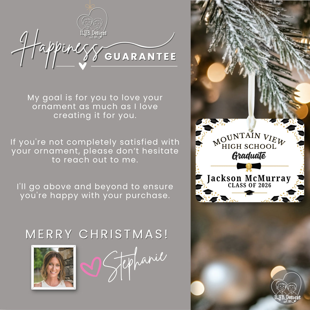 Graduation Ornament | High School or College Graduate Gift | Personalized Ceramic Christmas Ornament