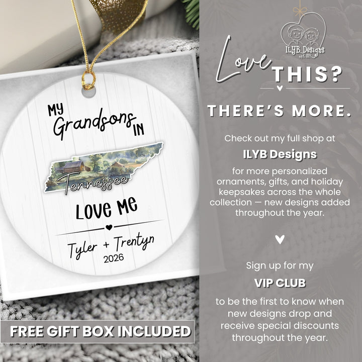 My Grandchild Loves Me State Ornament | Long Distance Grandparent Christmas Gift