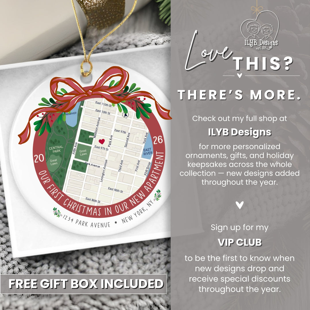 Personalized New Apartment Ornament | Custom Address Map