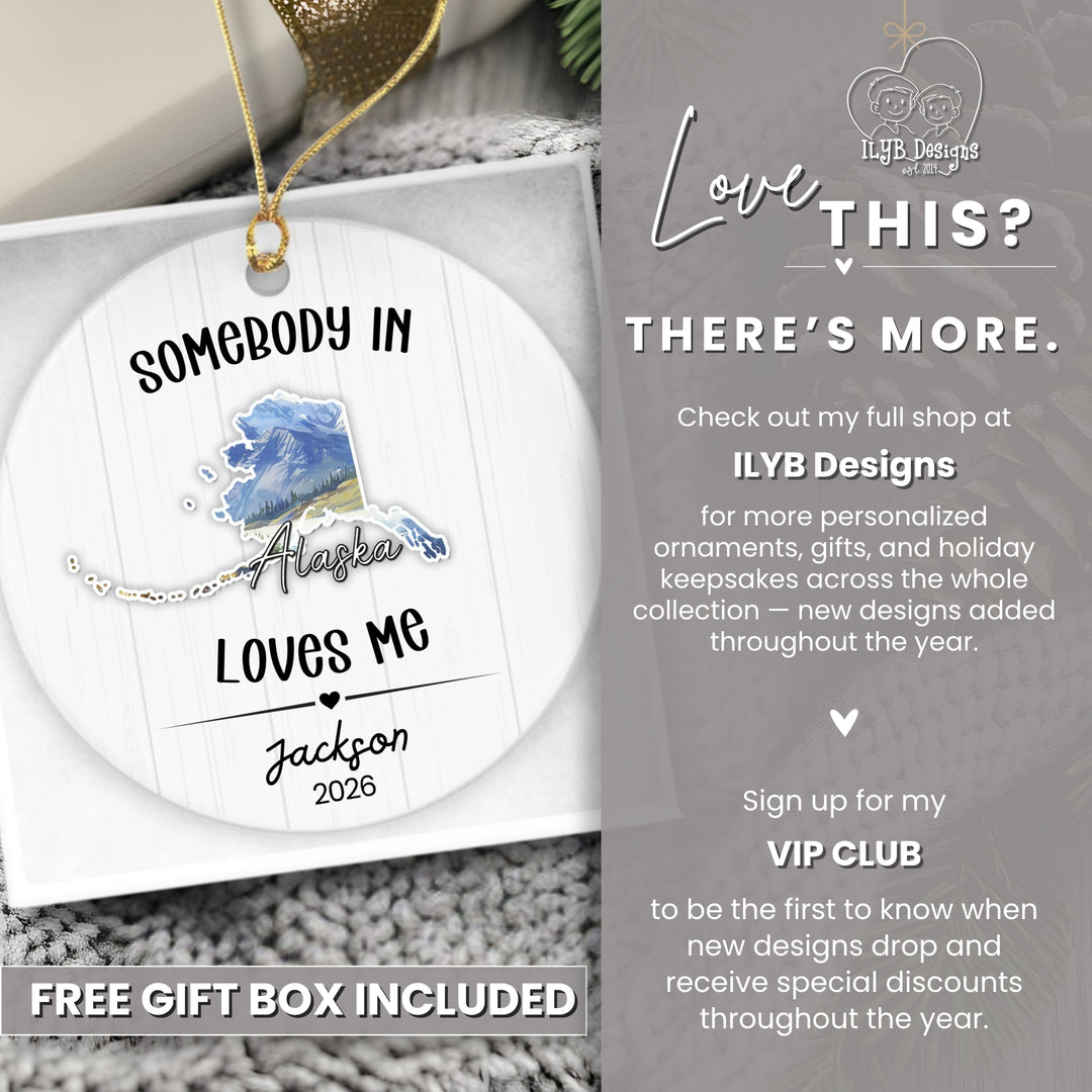 Somebody Loves Me State Ornament | Personalized Long Distance Christmas Gift