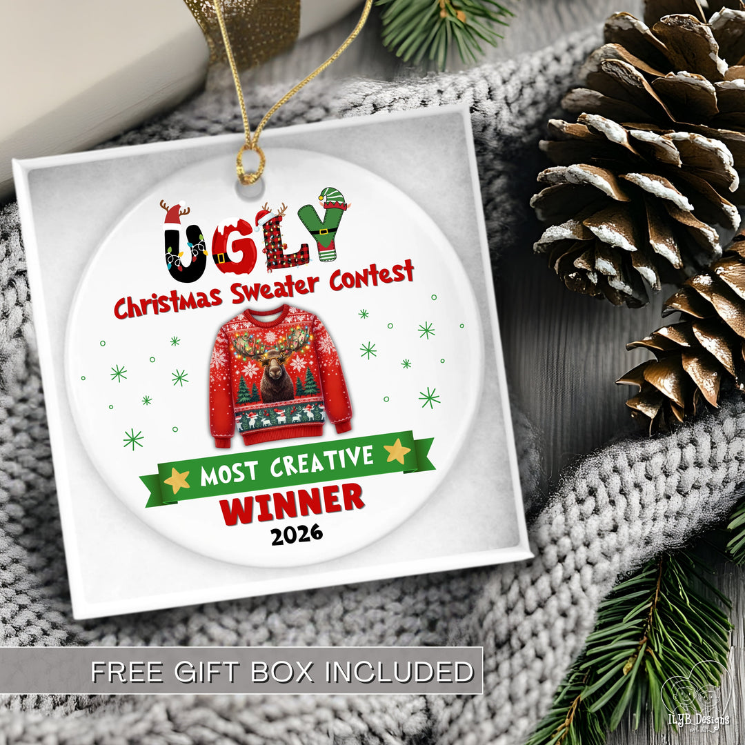 Ugly Christmas Sweater Contest Prize Ornament | Custom Winner Trophy Gift