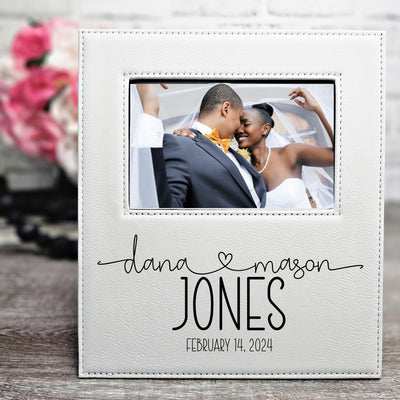 Personalized Couples Name Wedding Picture Frame (#1) | Leatherette Picture Frame