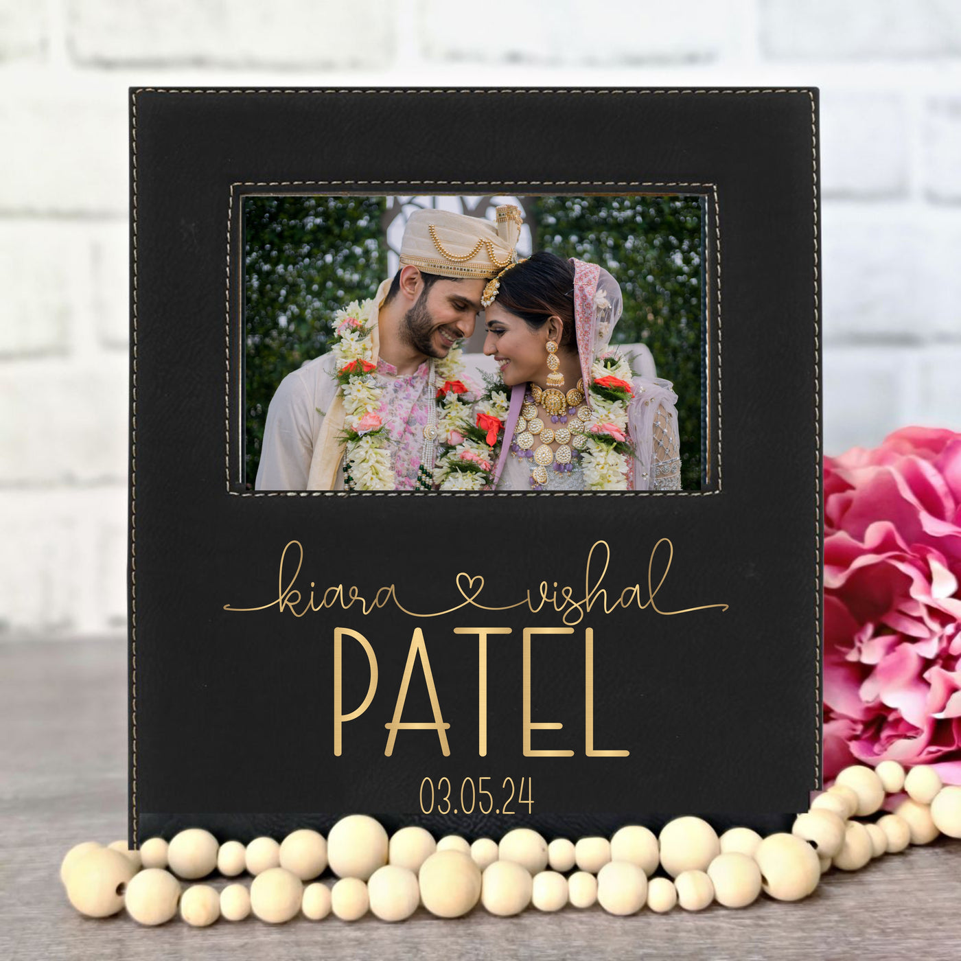 Personalized Couples Name Wedding Picture Frame (#1) | Leatherette Picture Frame