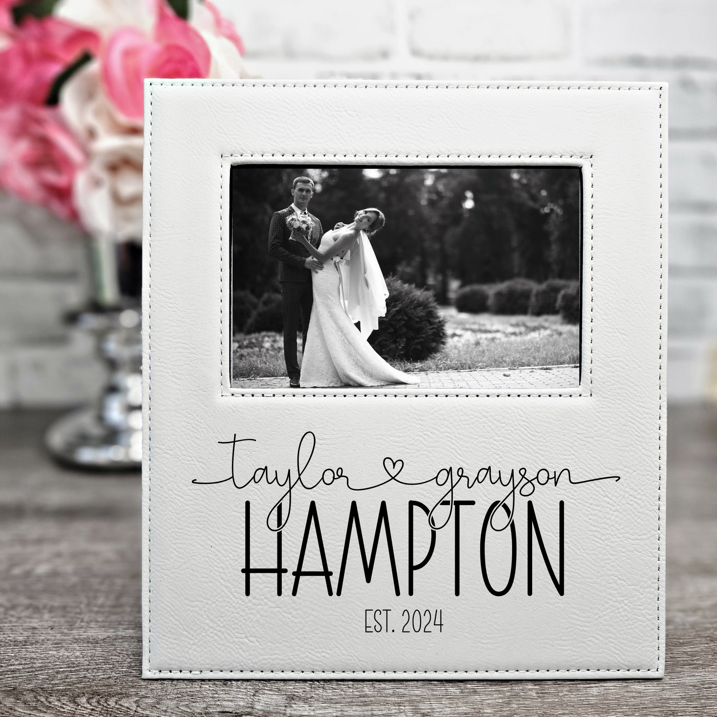 Personalized Couples Name Wedding Picture Frame (#1) | Leatherette Picture Frame