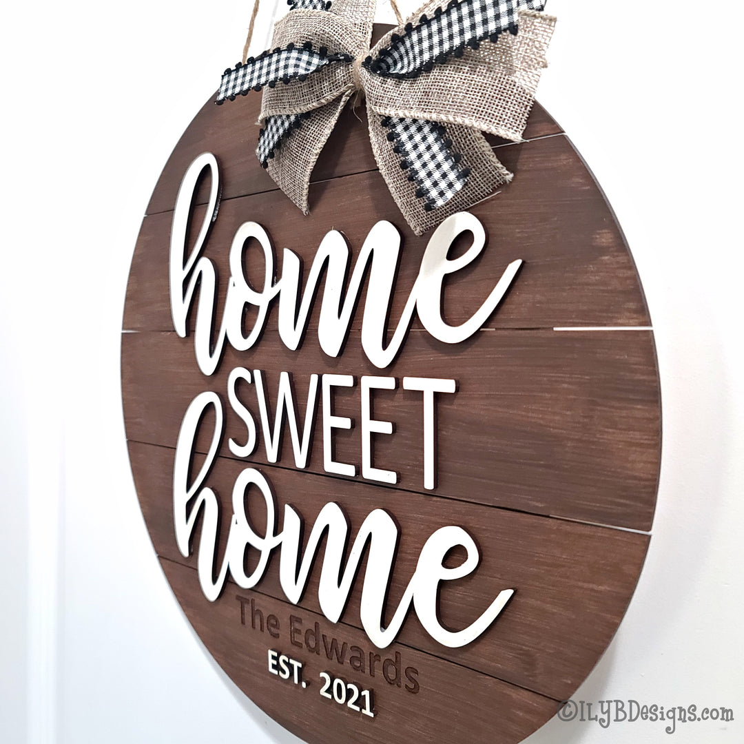 Home Sweet Home Round Shiplap Sign