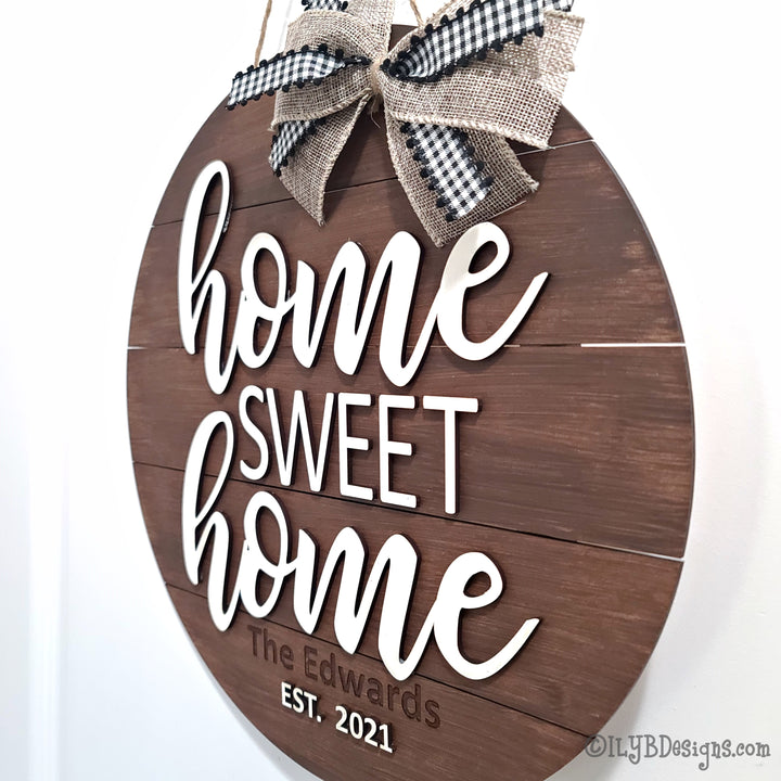 Home Sweet Home Round Shiplap Sign