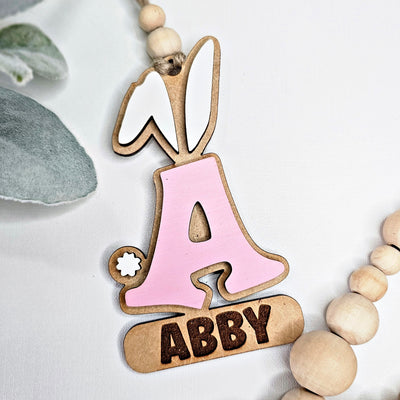 Personalized Easter Bunny Ears Initial & Name Easter Basket Tag