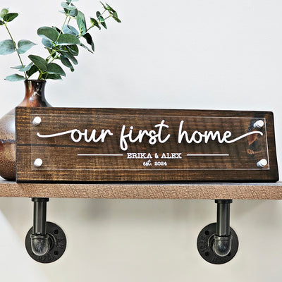 Our First Home Acrylic & Wood Sign | Personalized Wood Plank Sign