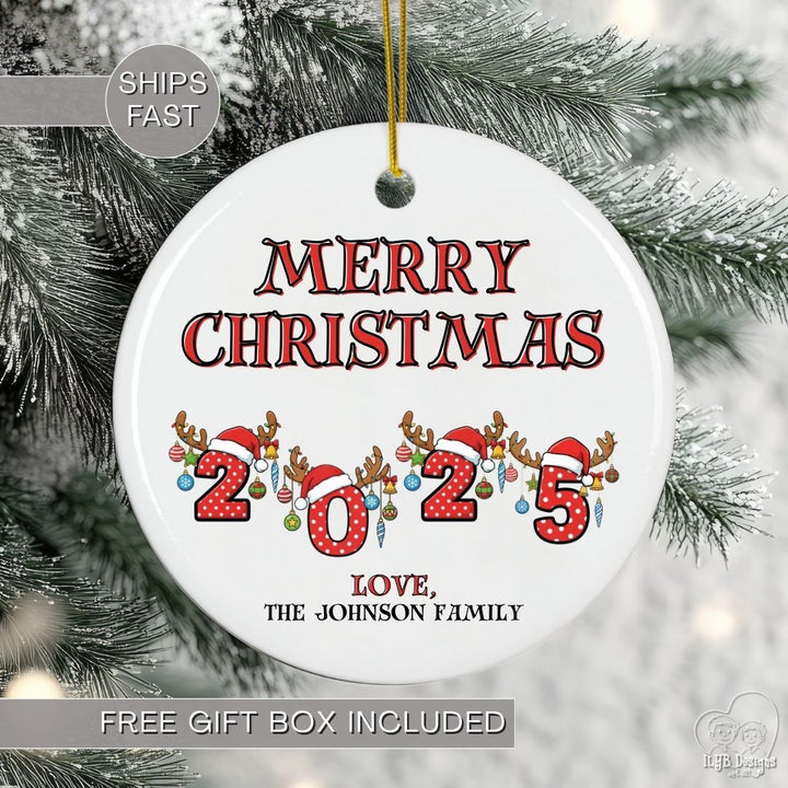 2025 Merry Christmas Ornament Personalized | Custom Family Ornament