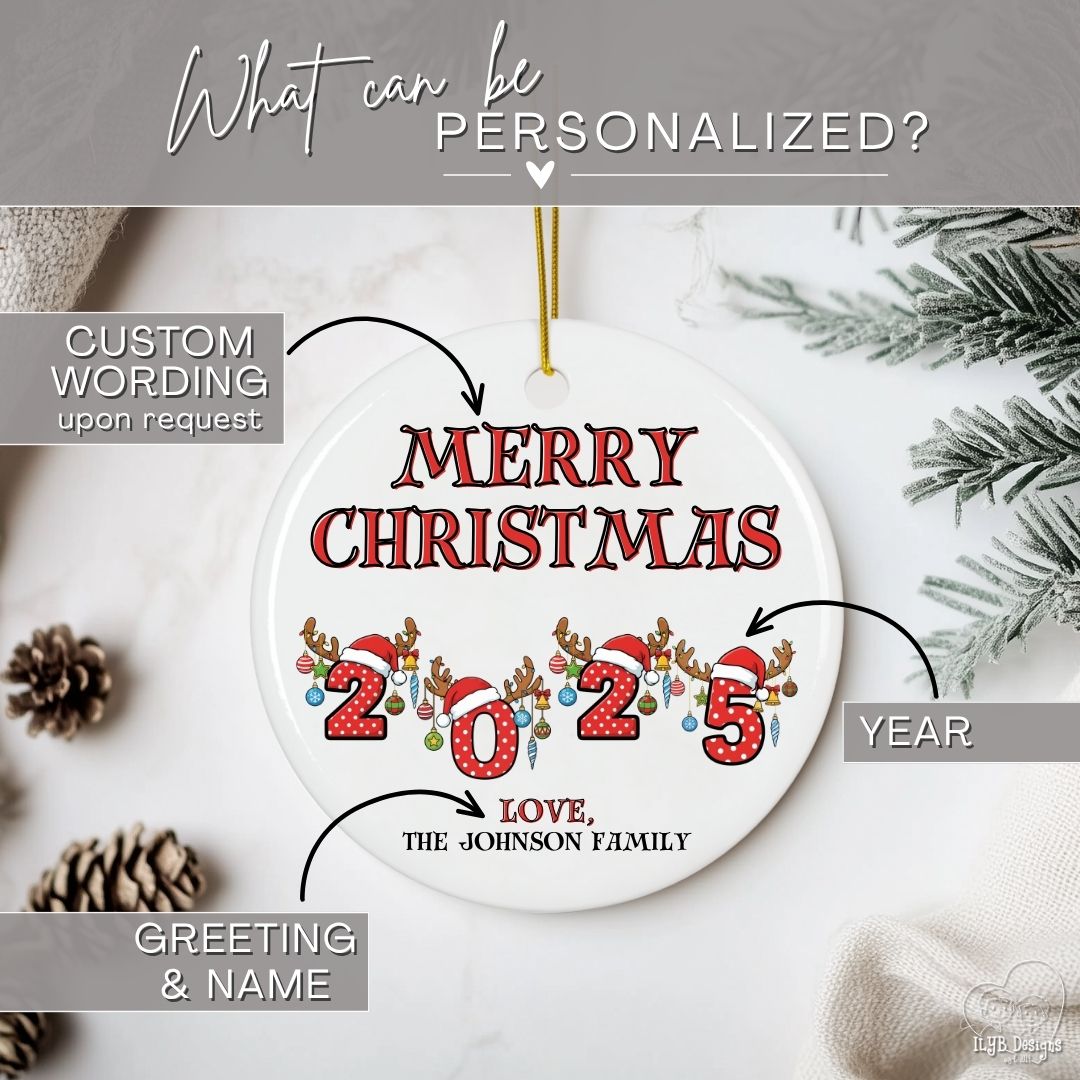2025 Merry Christmas Ornament Personalized | Custom Family Ornament