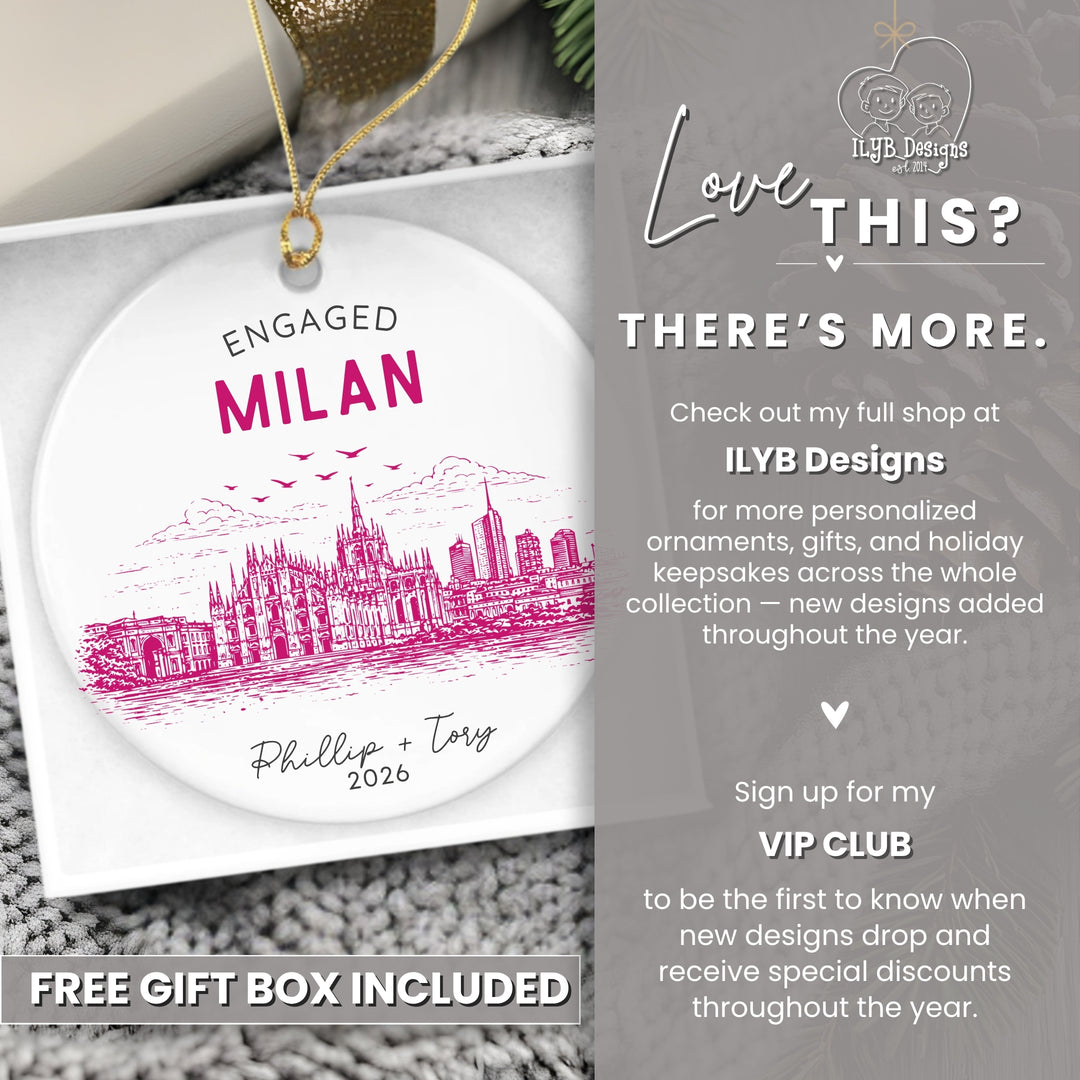 Personalized Italy Engagement Ornament | City Skyline Custom