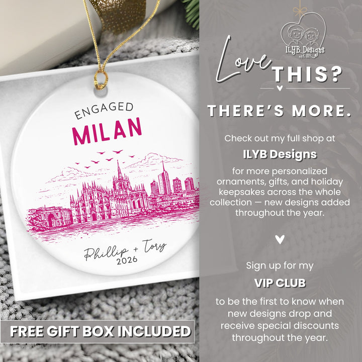 Personalized Italy Engagement Ornament | City Skyline Custom