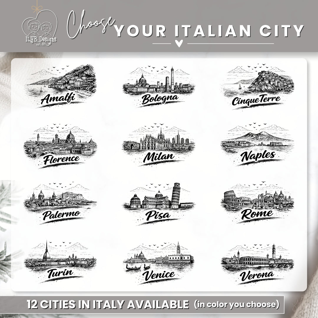 Italy City Skyline Engagement Ornament | Personalized Custom Keepsake
