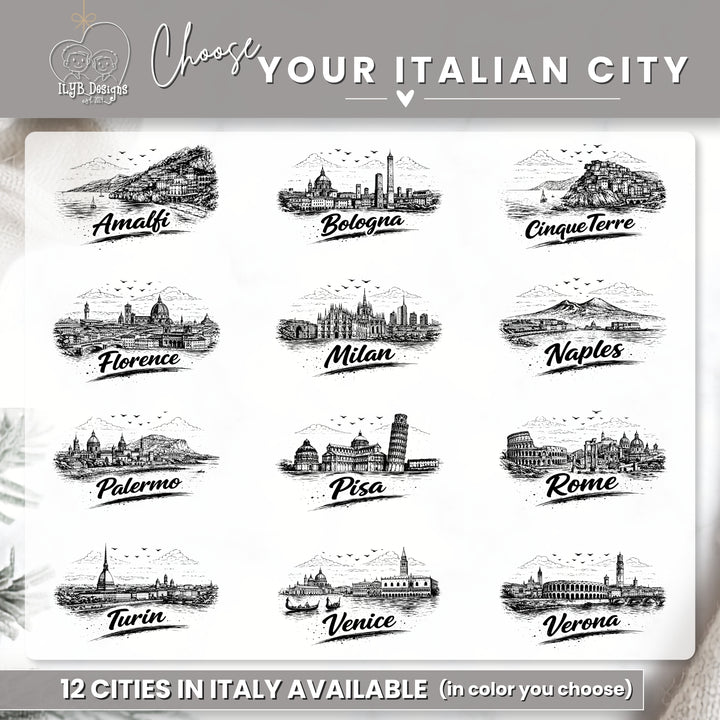 Italy City Skyline Engagement Ornament | Personalized Custom Keepsake