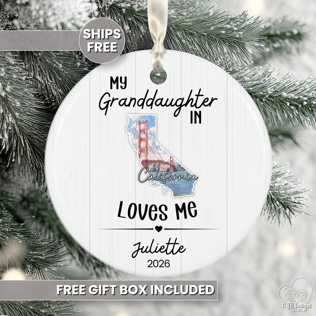My Grandchild Loves Me State Ornament | Long Distance Grandparent Christmas Gift