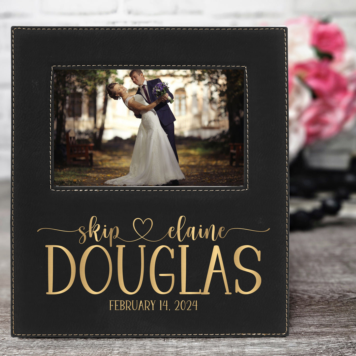 Personalized Couples Name Wedding Picture Frame (#2) | Leatherette Picture Frame