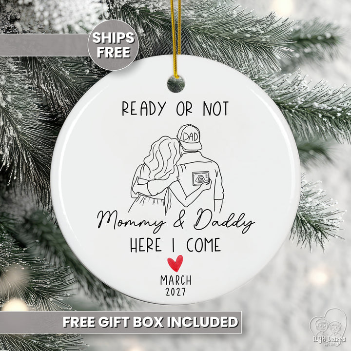 Expecting Parents Ultrasound Pregnancy Announcement Ornament | Ceramic Keepsake