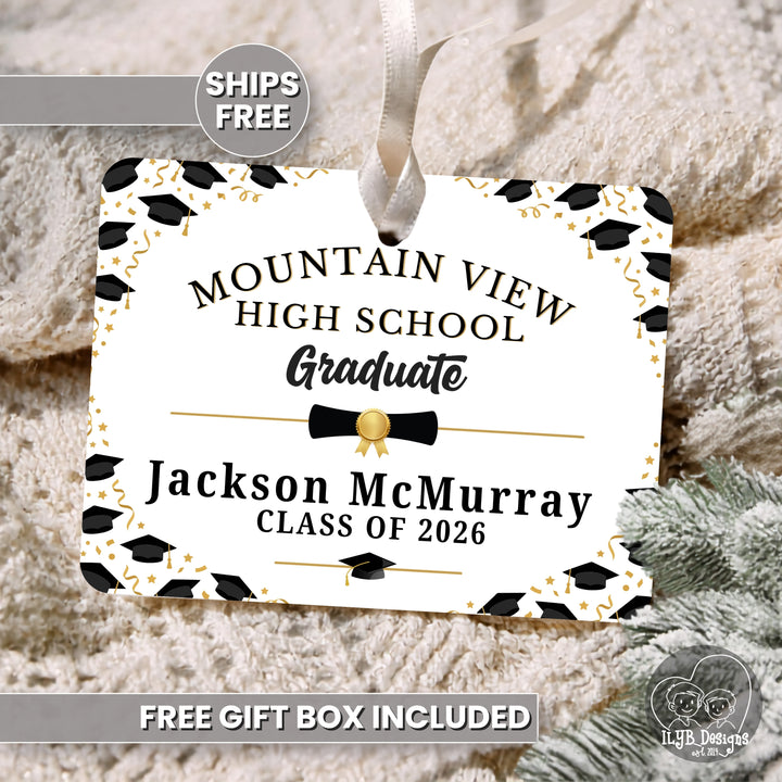 Graduation Ornament | High School or College Graduate Gift | Personalized Ceramic Christmas Ornament