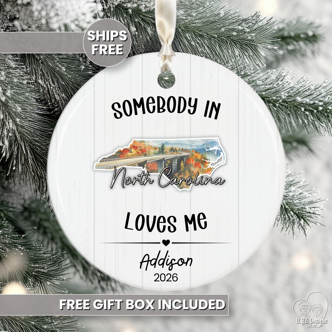 Somebody Loves Me State Ornament | Personalized Long Distance Christmas Gift
