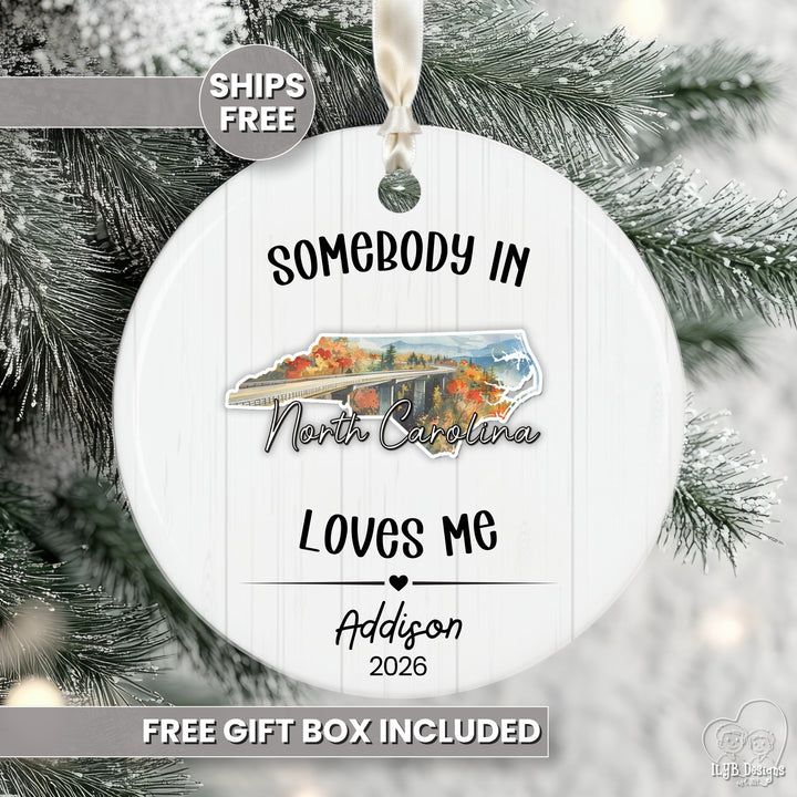 Somebody Loves Me State Ornament | Personalized Long Distance Christmas Gift
