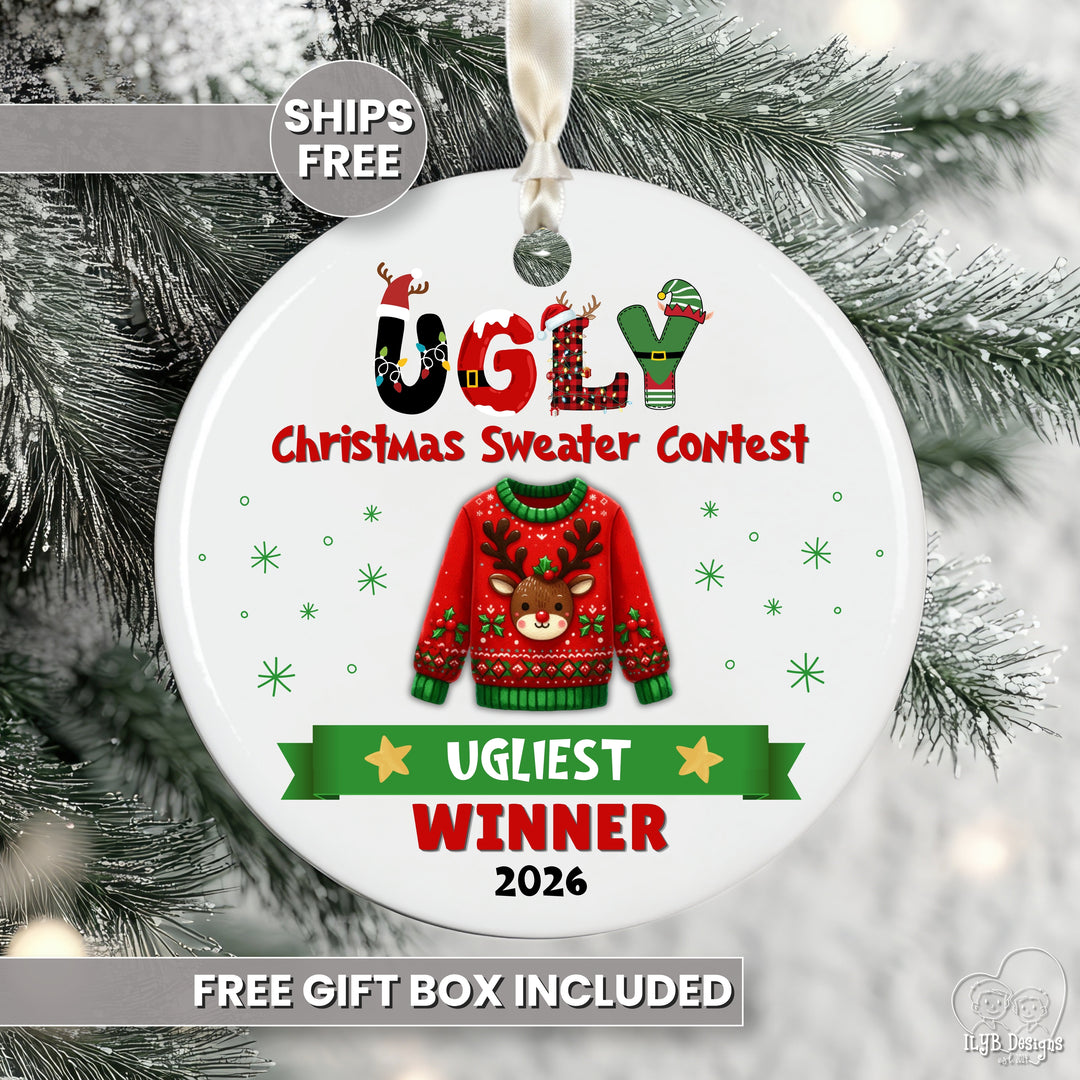 Ugly Christmas Sweater Contest Prize Ornament | Custom Winner Trophy Gift