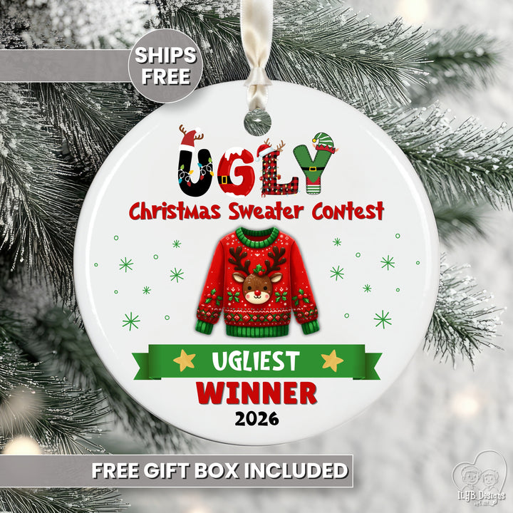 Ugly Christmas Sweater Contest Prize Ornament | Custom Winner Trophy Gift