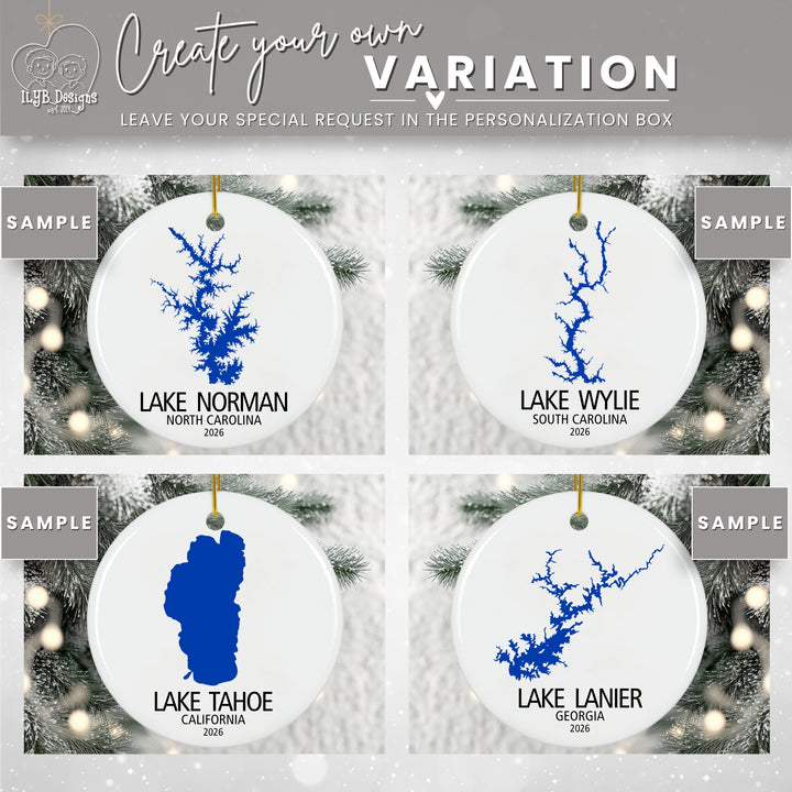 Custom Lake Ornament | Personalized with Any Lake | Ceramic Keepsake