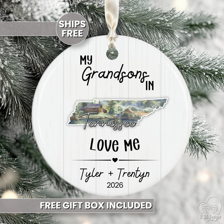 My Grandchild Loves Me State Ornament | Long Distance Grandparent Christmas Gift