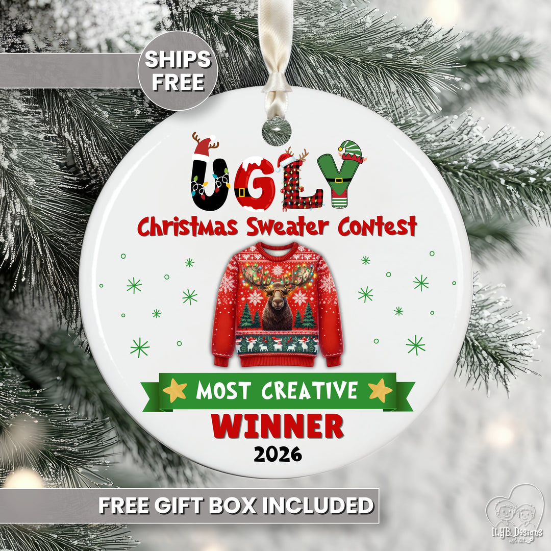 Ugly Christmas Sweater Contest Prize Ornament | Custom Winner Trophy Gift